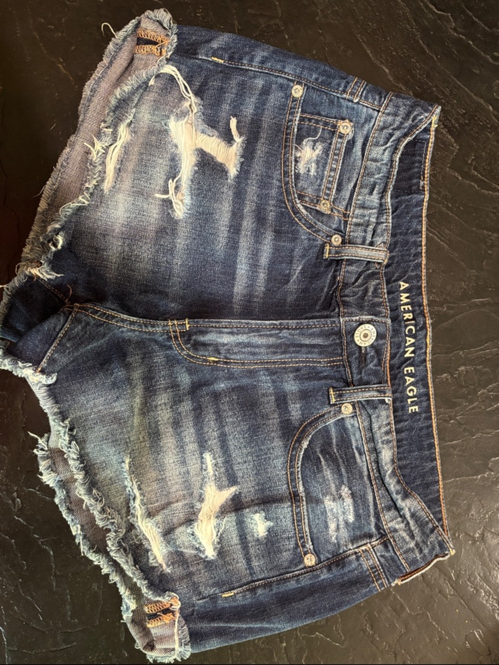American Eagle Outfitters Indigo Blue Distressed Denim Cutoff Shorts